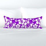 White and Purple Hawaiian Flowers Extra Long Lumbar Throw Pillow - Extremely Stoked