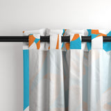 Aqua Blue, Orange and White Hawaiian Flowers Window Curtains - Extremely Stoked® Eco Beach Luxe Collection - Large Scale