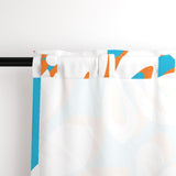 Aqua Blue, Orange and White Hawaiian Flowers Window Curtains - Extremely Stoked® Eco Beach Luxe Collection - Large Scale