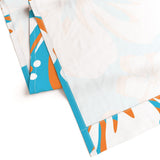 Aqua Blue, Orange and White Hawaiian Flowers Window Curtains - Extremely Stoked® Eco Beach Luxe Collection - Large Scale