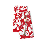 Red Hawaiian Flowers Dinner Napkins - Extremely Stoked