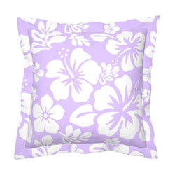 Lavender Hawaiian Hibiscus Flowers on White Euro Pillow Sham