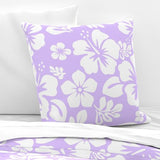 Lavender Hawaiian Hibiscus Flowers on White Euro Pillow Sham