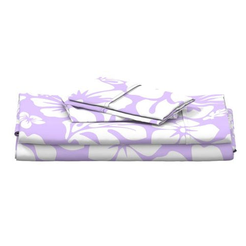 lavender flower bed sheets Lavender & White Hawaiian Flowers Sheet Set – Eco Luxe Beach Bedding from Extremely Stoked
