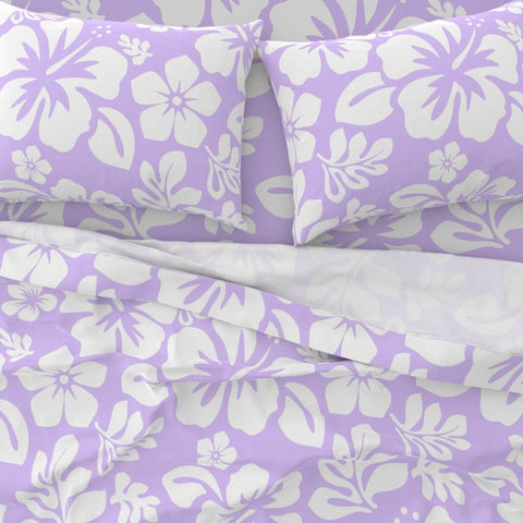 lavender flower bed sheets Lavender & White Hawaiian Flowers Sheet Set – Eco Luxe Beach Bedding from Extremely Stoked®