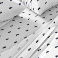 Navy Blue, White and Orange Classic Surf Bus Sheet Set from Surfer Bedding™️