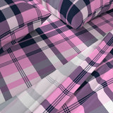 Preppy Surfer Girl Navy Blue and Pink Plaid Sheet Set