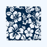 Navy Blue and White Hibiscus and Hawaiian Flowers Duvet Cover -Medium Scale - Extremely Stoked