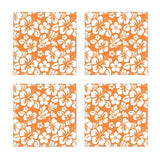 Orange and White Hawaiian Flowers Cocktail Napkins - Extremely Stoked