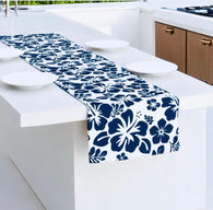 Navy Blue Hawaiian Flowers Table Runner - Extremely Stoked