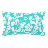 Turquoise and White Hawaiian Flowers Pillow Sham – Extremely Stoked® Eco Beach Luxe Collection