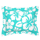Turquoise and White Hawaiian Flowers Pillow Sham – Extremely Stoked® Eco Beach Luxe Collection