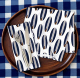 Navy Blue and Brown Surfboard Dinner Napkins - Extremely Stoked