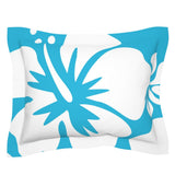 Aqua Blue and White Hawaiian Flowers Pillow Sham – Extremely Stoked® Eco Beach Luxe Collection