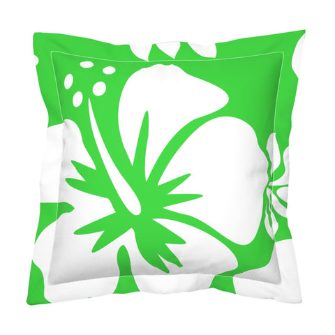 Lime Green and White Large Scale Hibiscus Flower Euro Pillow Sham – Extremely Stoked® Eco Beach Luxe Collection
