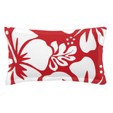 Red and White Hawaiian Flowers Pillow Sham – Extremely Stoked® Eco Beach Luxe Collection