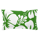 Fresh Green Hawaiian Flowers on White Pillow Sham – Extremely Stoked® Eco Beach Luxe Collection