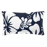 Navy Blue and White Hawaiian Flowers Pillow Sham – Extremely Stoked® Eco Beach Luxe Collection