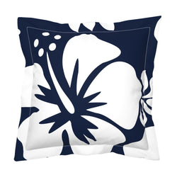Navy Blue and White Large Scale Hibiscus Flower Euro Pillow Sham – Extremely Stoked® Eco Beach Luxe Collection