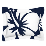 Navy Blue and White Hawaiian Flowers Pillow Sham – Extremely Stoked® Eco Beach Luxe Collection