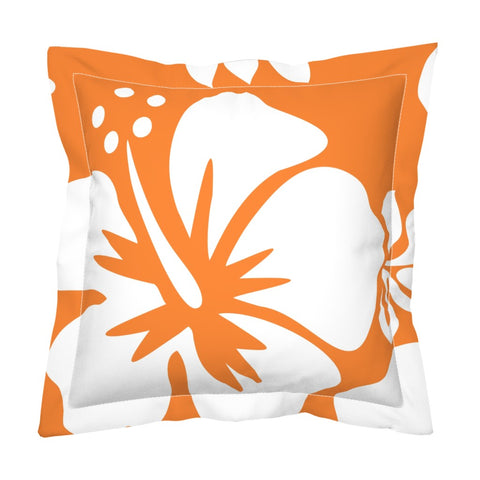 Orange and White Hibiscus Flower Euro Pillow Sham – Large Scale- Extremely Stoked® Eco Beach Luxe Collection