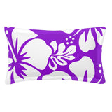 Purple and White Hawaiian Flowers Pillow Sham – Extremely Stoked® Eco Beach Luxe Collection