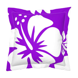 Purple and White Hibiscus Flower Euro Pillow Sham – Large Scale- Extremely Stoked® Eco Beach Luxe Collection