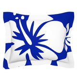 Royal Blue and White Hawaiian Flowers Pillow Sham – Extremely Stoked® Eco Beach Luxe Collection