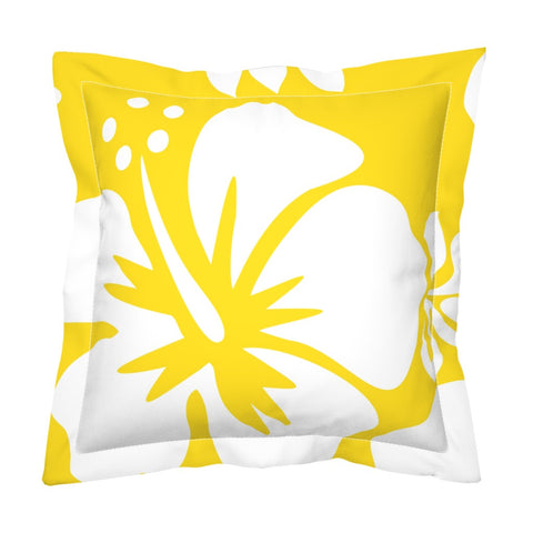 Yellow and White Hibiscus Flower Euro Pillow Sham – Large Scale- Extremely Stoked® Eco Beach Luxe Collection