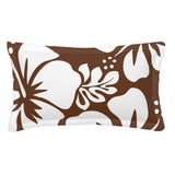 Brown and White Hawaiian Flowers Pillow Sham – Extremely Stoked® Eco Beach Luxe Collection