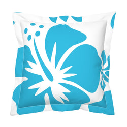 Aqua Blue Large Scale Hibiscus Flower Euro Pillow Sham – Extremely Stoked® Eco Beach Luxe Collection