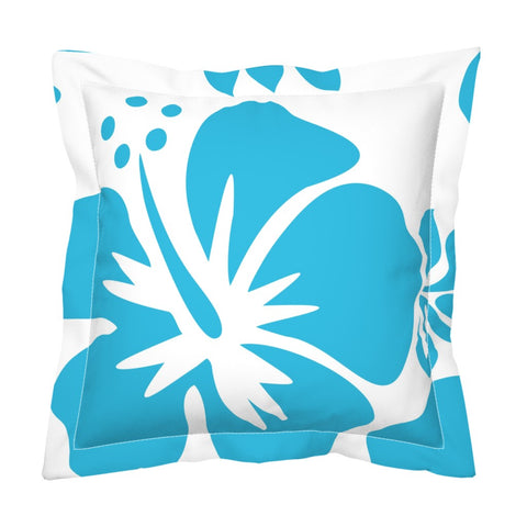 Aqua Blue Large Scale Hibiscus Flower Euro Pillow Sham – Extremely Stoked® Eco Beach Luxe Collection