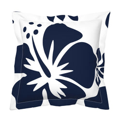 Navy Blue Large Scale Hibiscus Flower Euro Pillow Sham – Extremely Stoked® Eco Beach Luxe Collection
