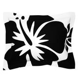 Black Hawaiian Flowers on White Pillow Sham – Extremely Stoked® Eco Beach Luxe Collection