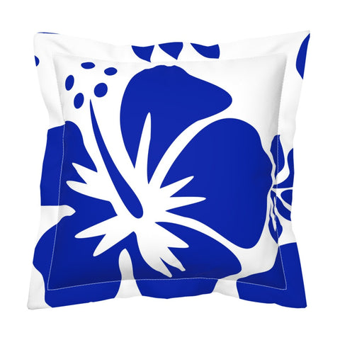 Royal Blue Large Scale Hibiscus Flower Euro Pillow Sham – Extremely Stoked® Eco Beach Luxe Collection