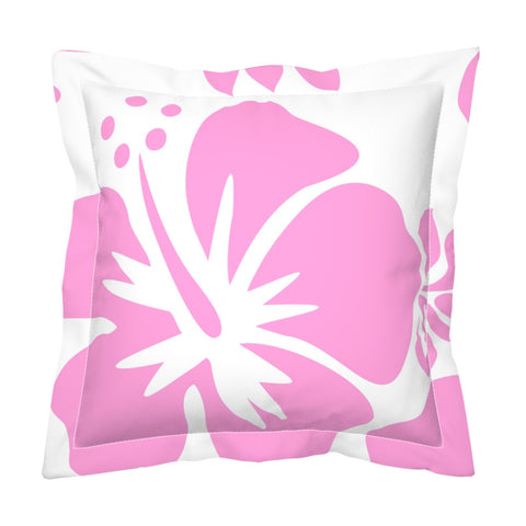 Pink Large Scale Hibiscus Flower Euro Pillow Sham – Extremely Stoked® Eco Beach Luxe Collection