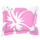 Pink Hawaiian Flowers on White Pillow Sham – Extremely Stoked® Eco Beach Luxe Collection