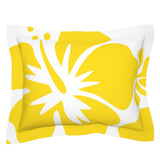 Yellow Hawaiian Flowers on White Pillow Sham – Extremely Stoked® Eco Beach Luxe Collection