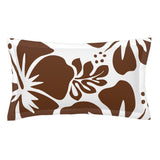 Brown Hawaiian Flowers on White Pillow Sham – Extremely Stoked® Eco Beach Luxe Collection