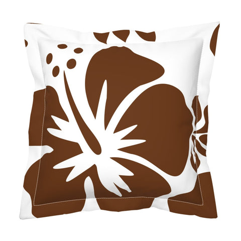 Brown Large Scale Hibiscus Flower Euro Pillow Sham – Extremely Stoked® Eco Beach Luxe Collection