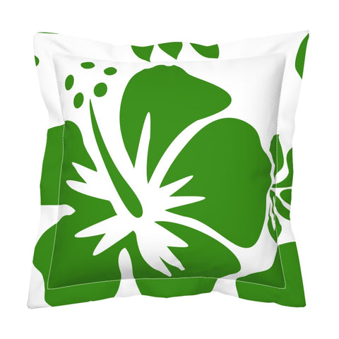 Fresh Green Large Scale Hibiscus Flower Euro Pillow Sham – Extremely Stoked® Eco Beach Luxe Collection