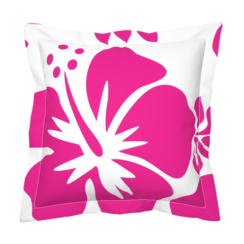 Hot Pink Large Scale Hibiscus Flower Euro Pillow Sham – Extremely Stoked® Eco Beach Luxe Collection