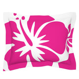 Hot Pink Hawaiian Flowers on White Pillow Sham – Extremely Stoked® Eco Beach Luxe Collection