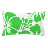 Lime Green Hawaiian Flowers on White Pillow Sham – Extremely Stoked® Eco Beach Luxe Collection