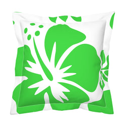Lime Green Large Scale Hibiscus Flower Euro Pillow Sham – Extremely Stoked® Eco Beach Luxe Collection