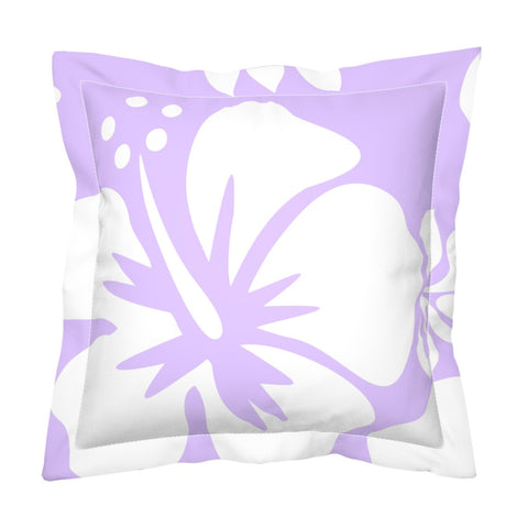 Lavender and White Hibiscus Flower Euro Pillow Sham – Large Scale- Extremely Stoked® Eco Beach Luxe Collection
