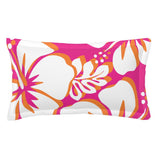 Hot Pink, White and Orange Hawaiian Flowers Pillow Sham – Extremely Stoked® Eco Beach Luxe Collection