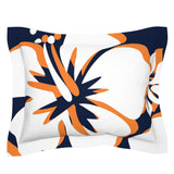 Navy Blue, White and Orange Hawaiian Flowers Pillow Sham – Extremely Stoked® Eco Beach Luxe Collection
