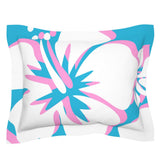 Aqua Blue, White and Pink Hawaiian Flowers Pillow Sham – Extremely Stoked® Eco Beach Luxe Collection