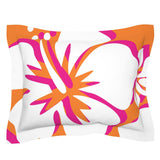 Orange, White and Hot Pink Hawaiian Flowers Pillow Sham – Extremely Stoked® Eco Beach Luxe Collection